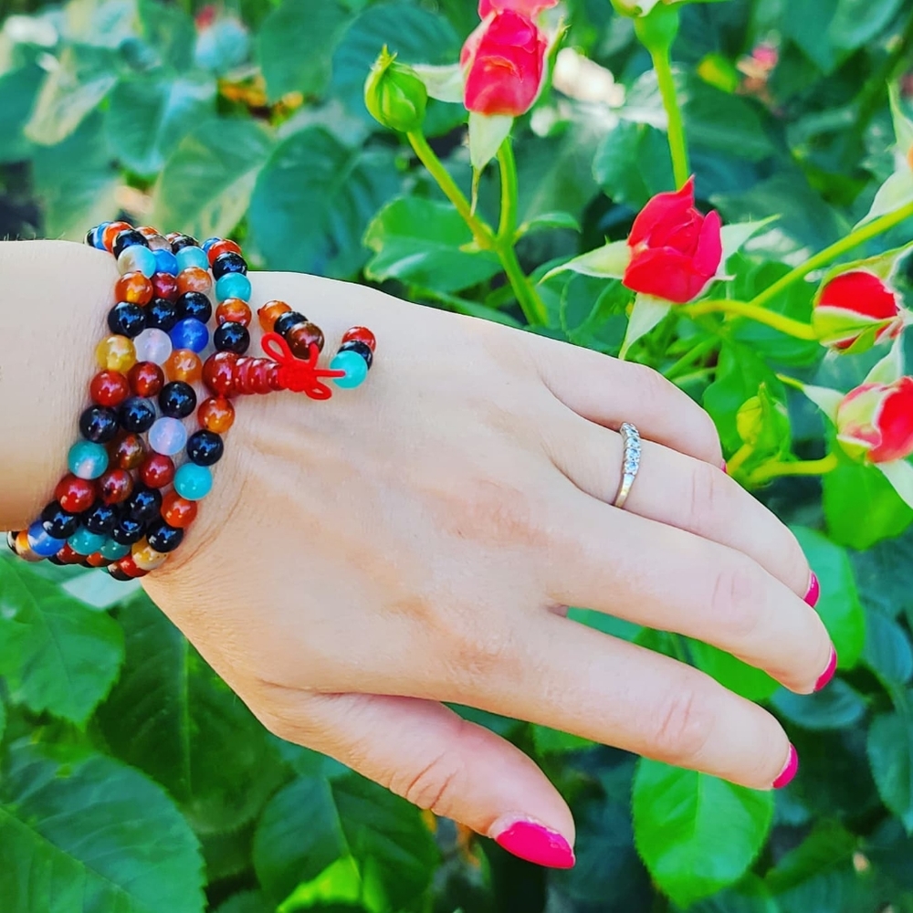 Mixed Rainbow Agate Mala Beads bracelet/ necklace